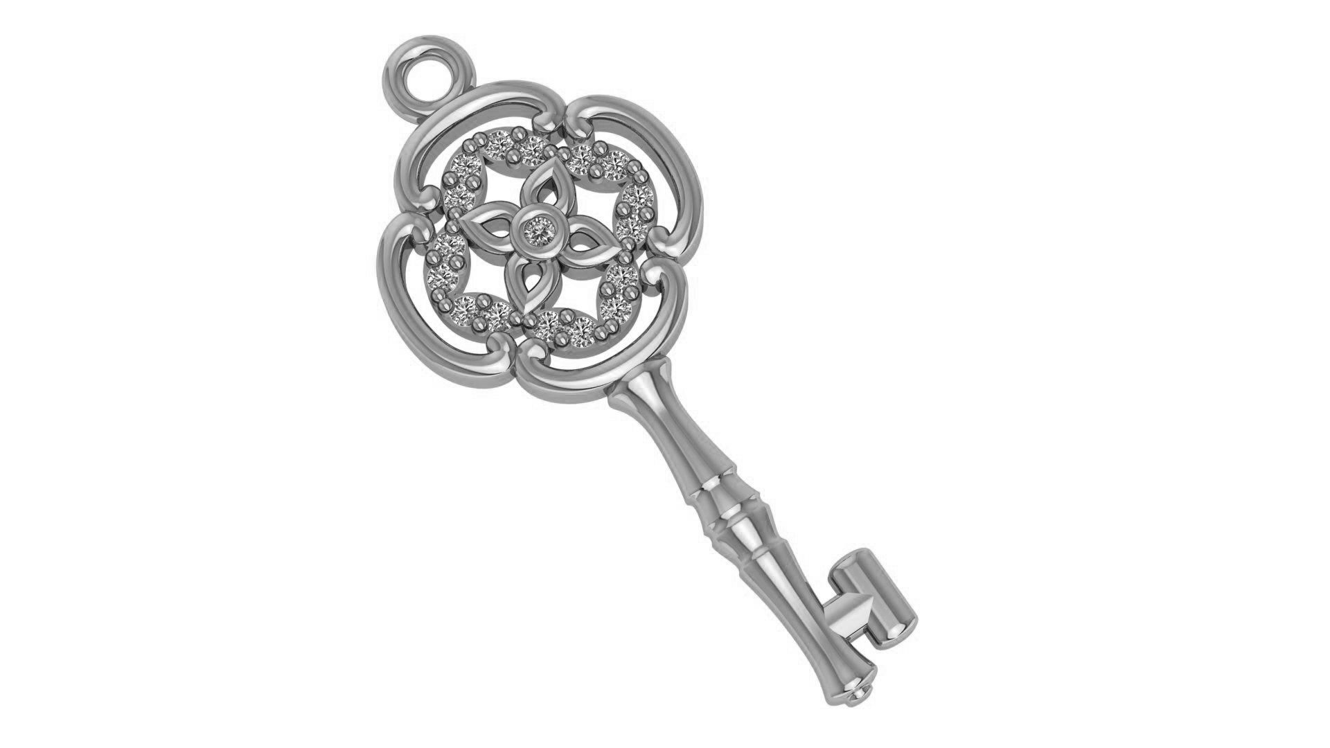 Flower Key Pendant 3D print model_2