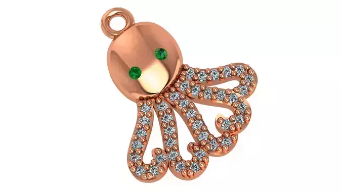 Baby Octopus Necklce Charm Pendant 3D print model