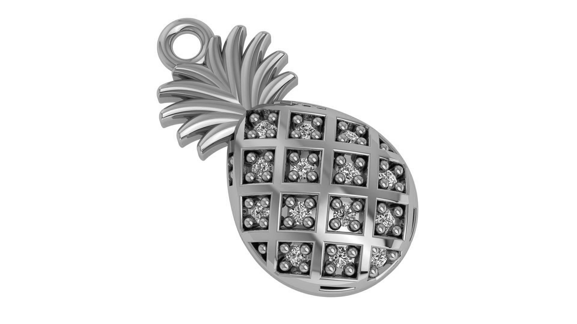 Diamond Pineapple Necklace charm pendant 3D print model_2