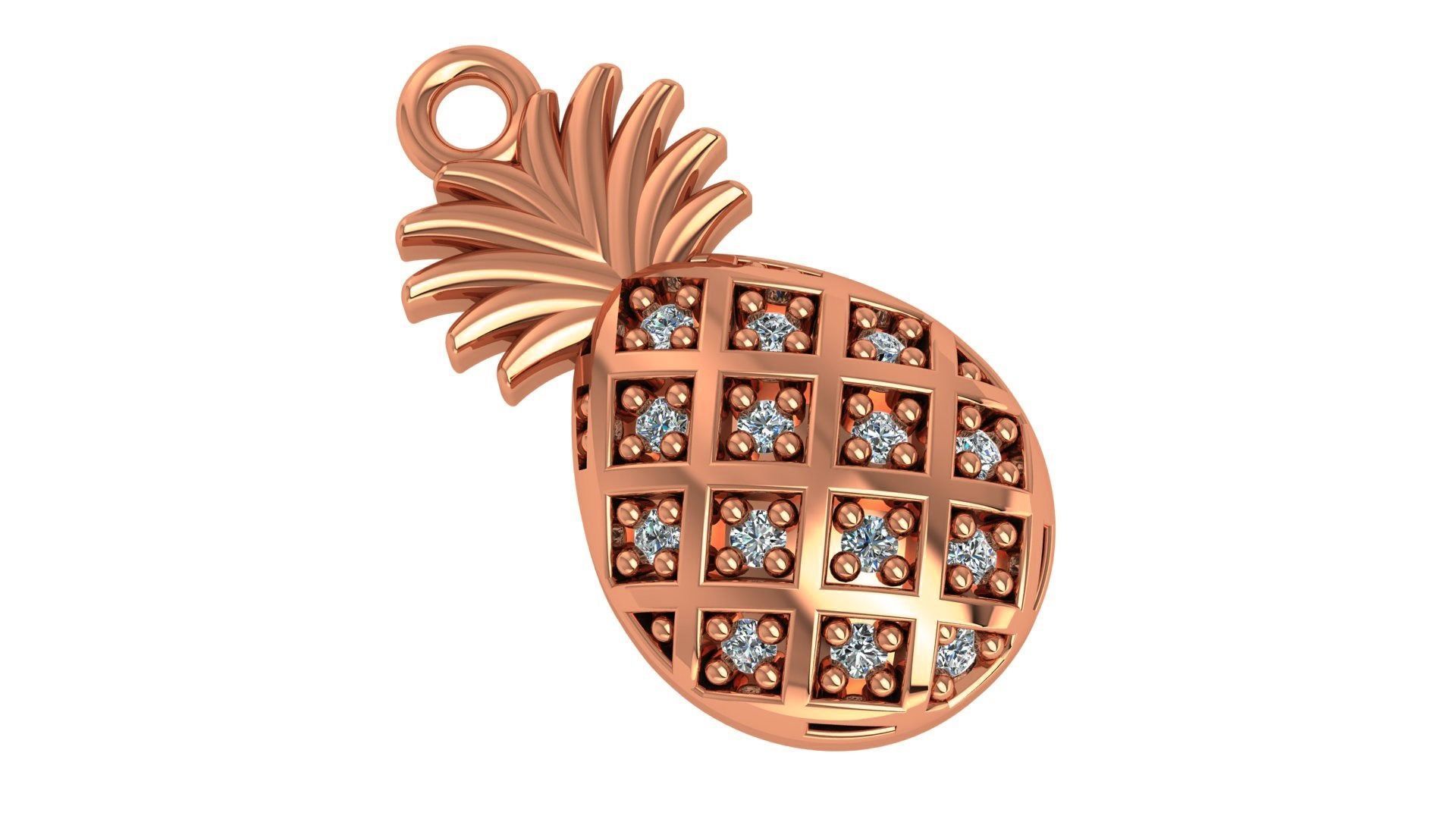Diamond Pineapple Necklace charm pendant 3D print model_0