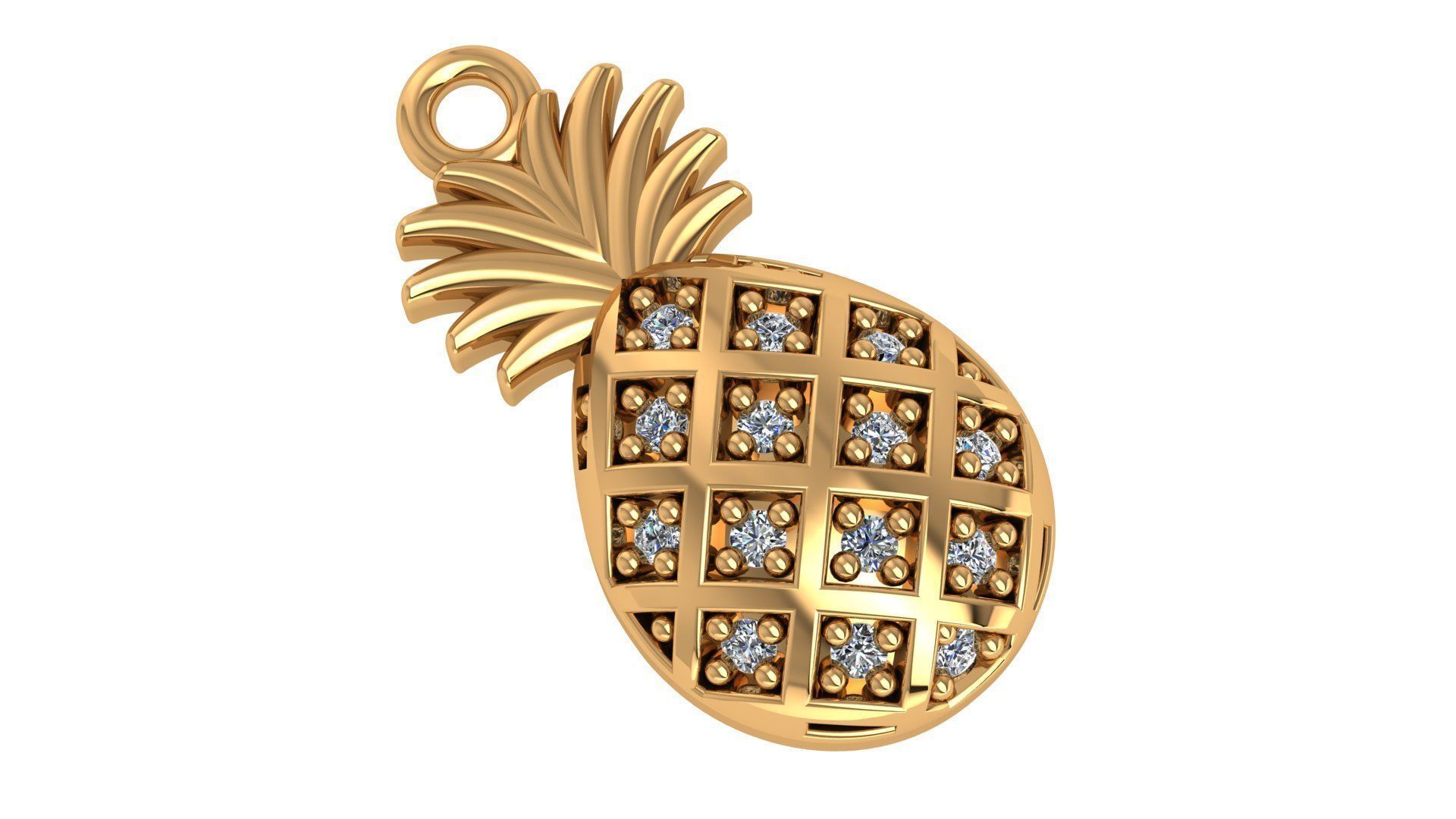 Diamond Pineapple Necklace charm pendant 3D print model_1