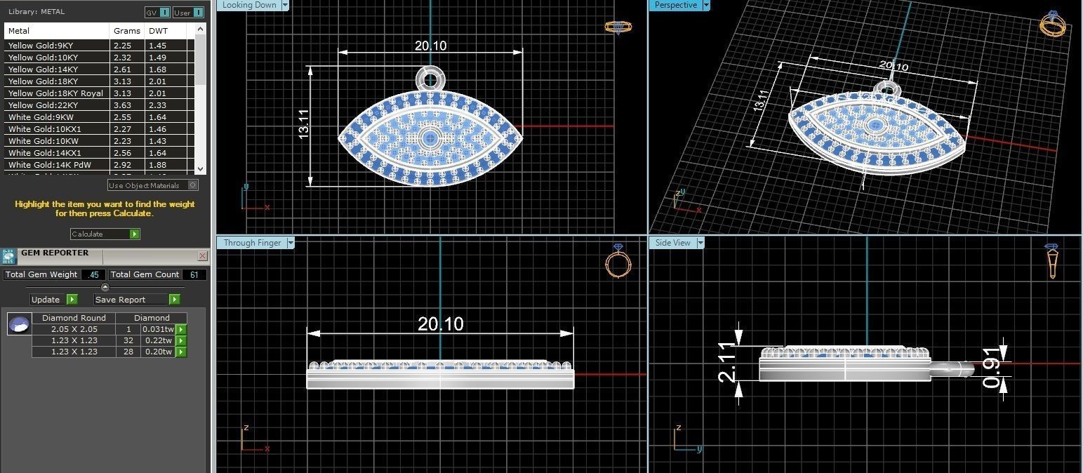 Eye Charm Necklace Pendant 3D print model_3