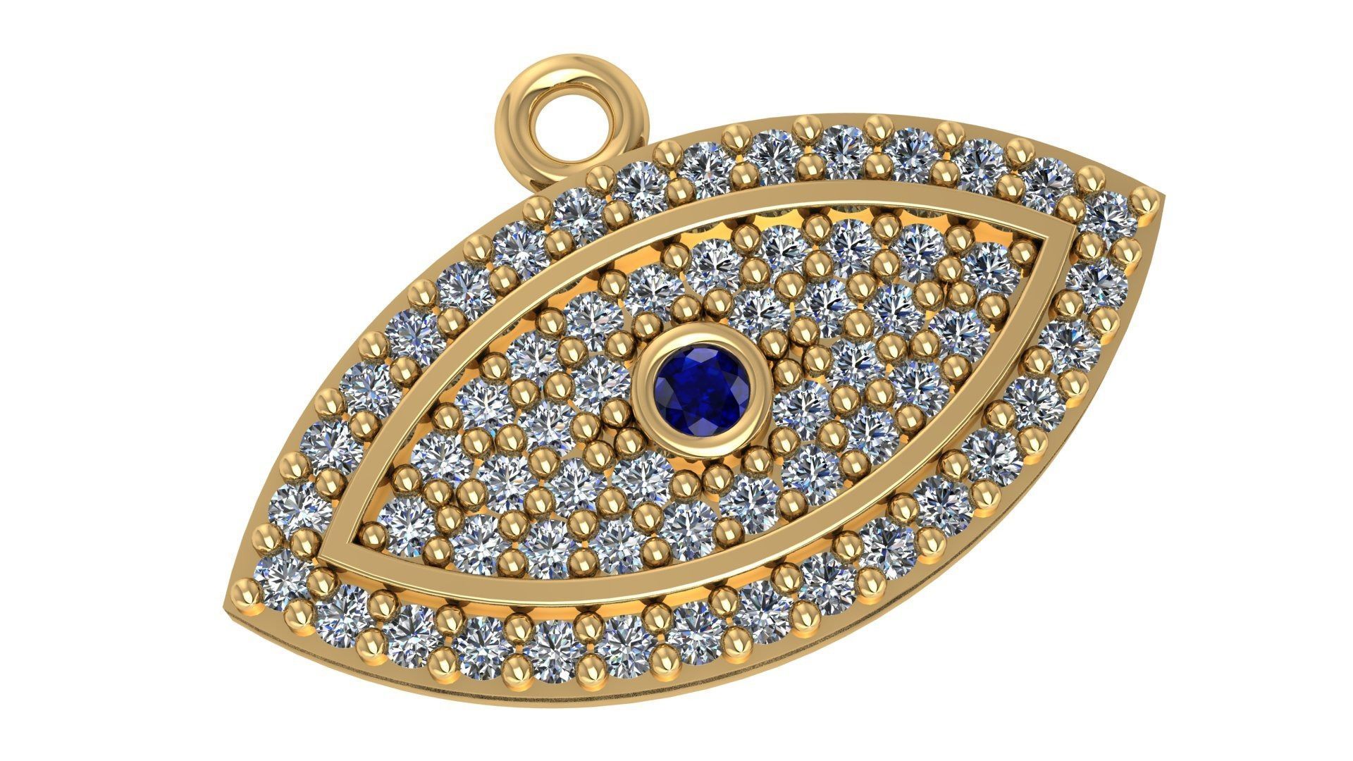 Eye Charm Necklace Pendant 3D print model_1