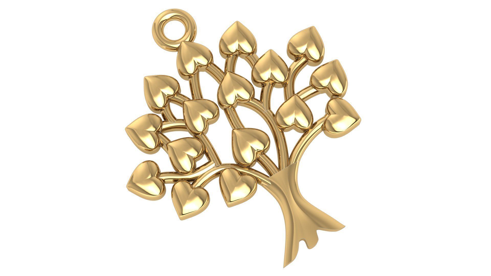 Heart Leaves On Love Tree Pendant 3D print model_1