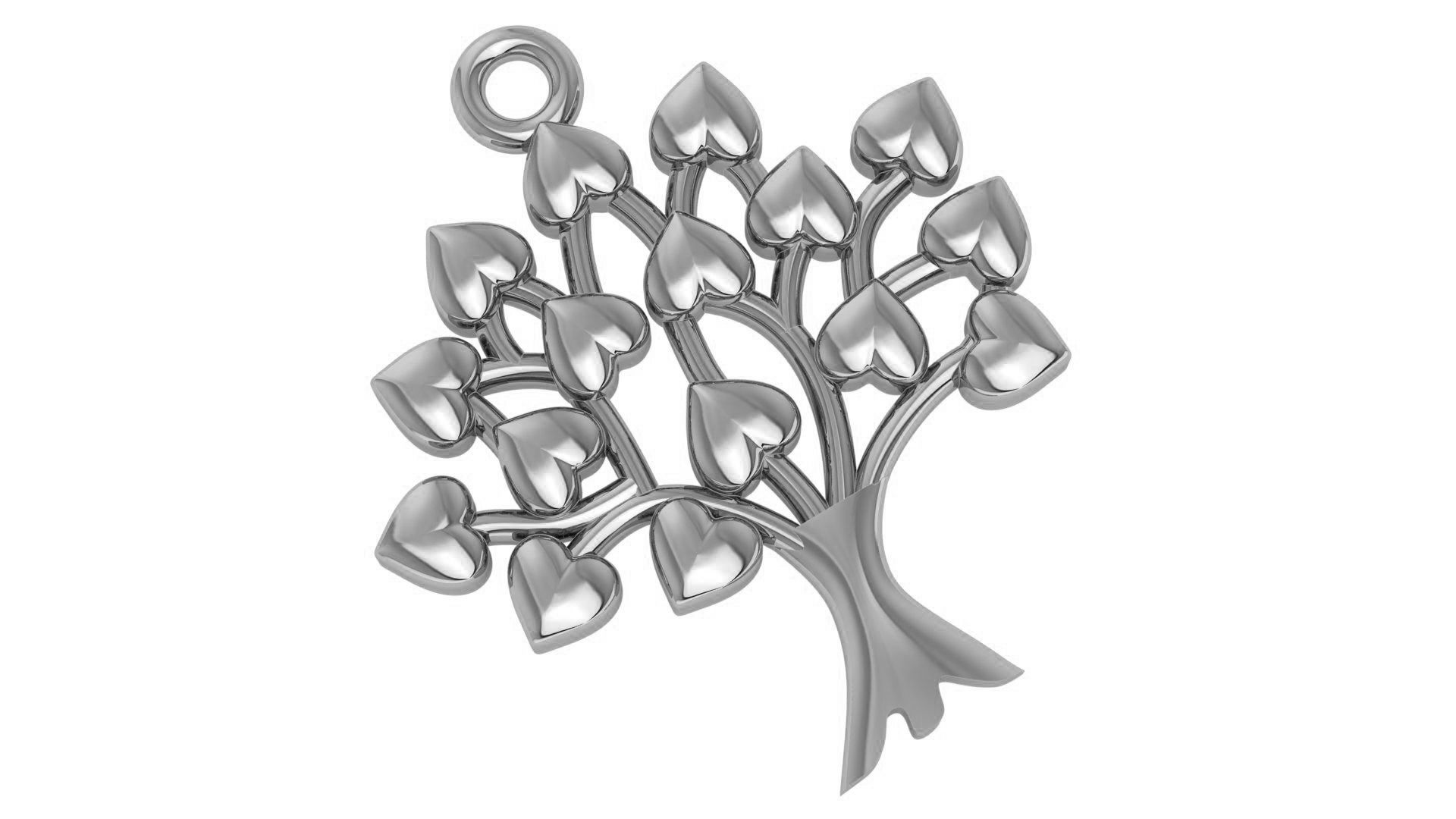 Heart Leaves On Love Tree Pendant 3D print model_2