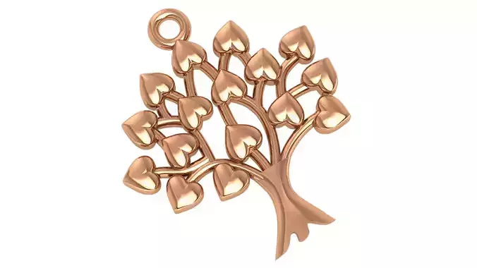 Heart Leaves On Love Tree Pendant 3D print model