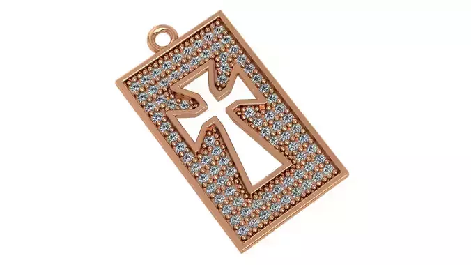Diamond Tag Hollow Cross Charm Pendant  3D print model
