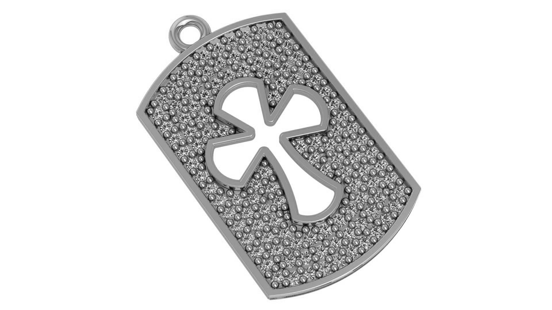   Diamond Tag Hollow Cross Charm Pendant 3D print model_2