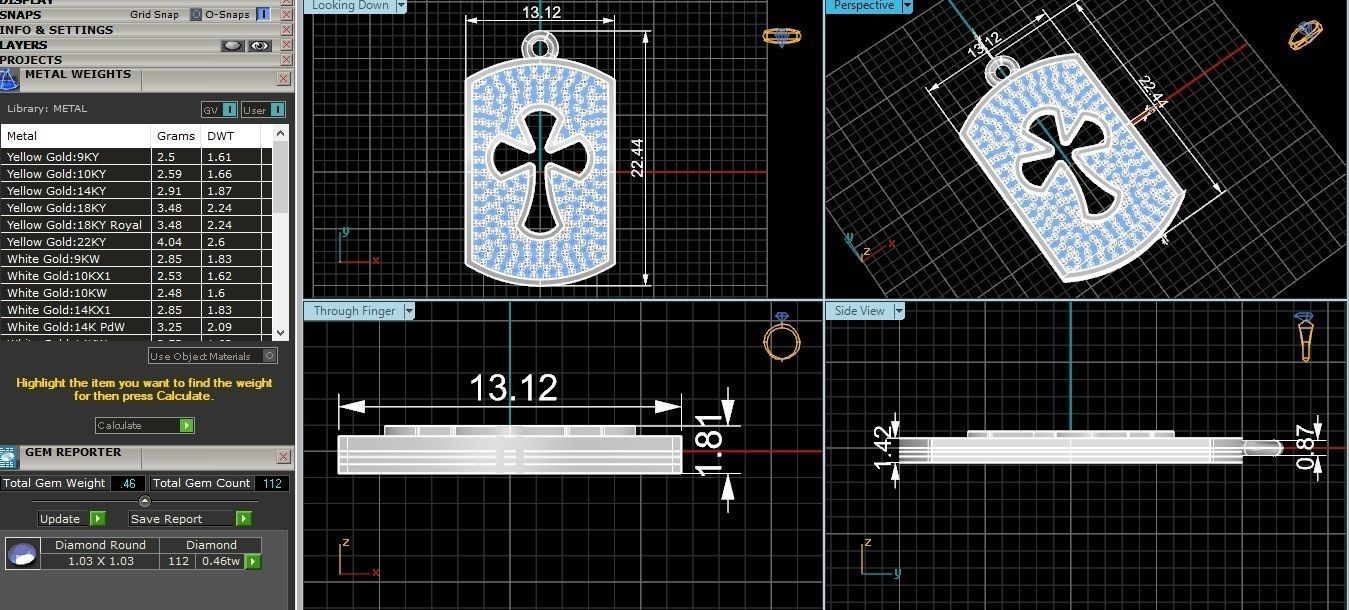   Diamond Tag Hollow Cross Charm Pendant 3D print model_3