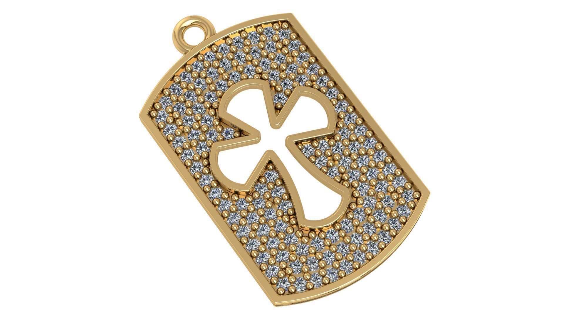   Diamond Tag Hollow Cross Charm Pendant 3D print model_1
