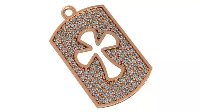   Diamond Tag Hollow Cross Charm Pendant 3D print model