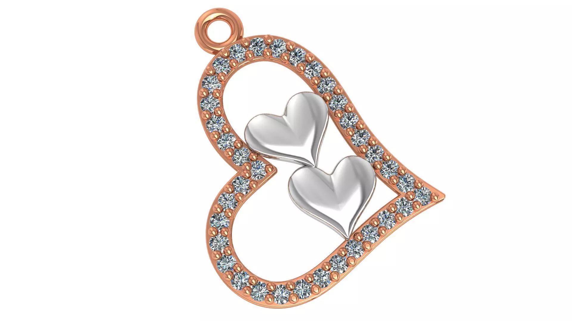Dual Heart Pendant 3D print model_0