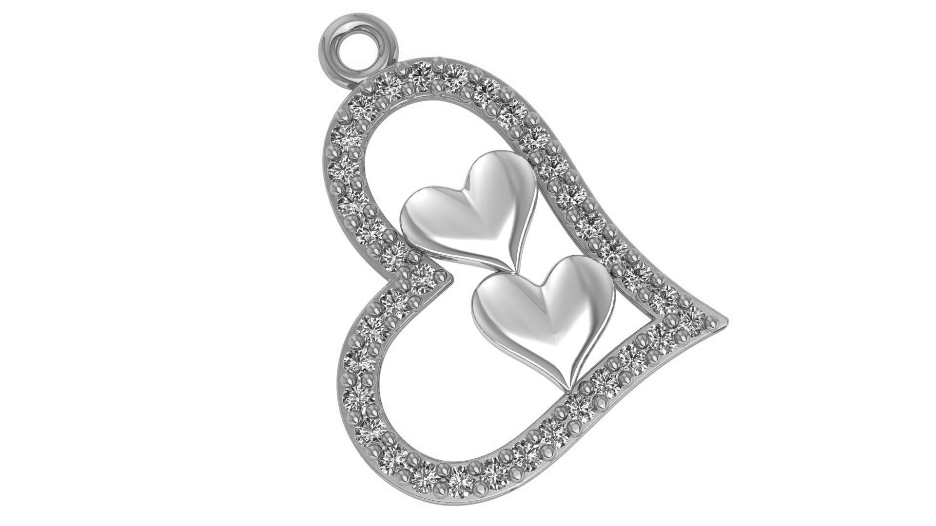 Dual Heart Pendant 3D print model_2