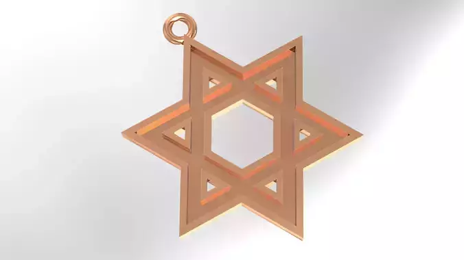 Star of David Necklace Charm Pendant  3D print model