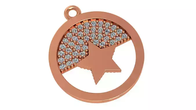 Diamond Star Charm Pendant Necklace 3D print model