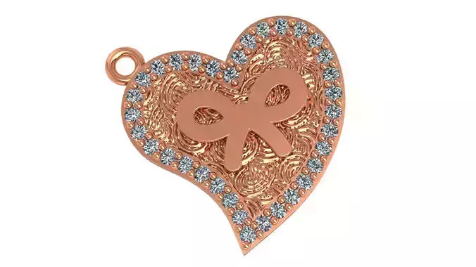 Heart Love Bow Tie Pendant