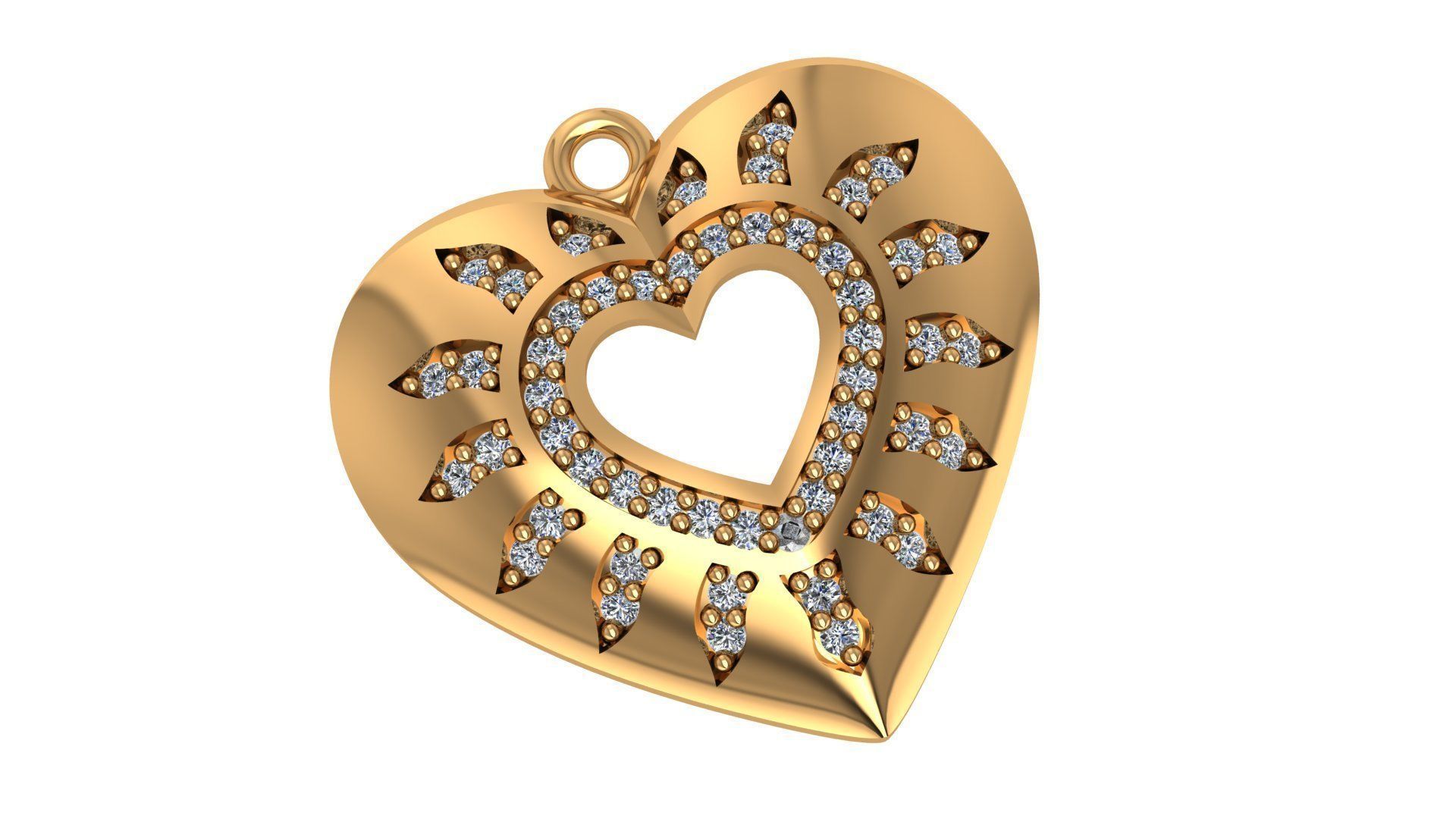 Heart Rays Pendant 3D print model_1