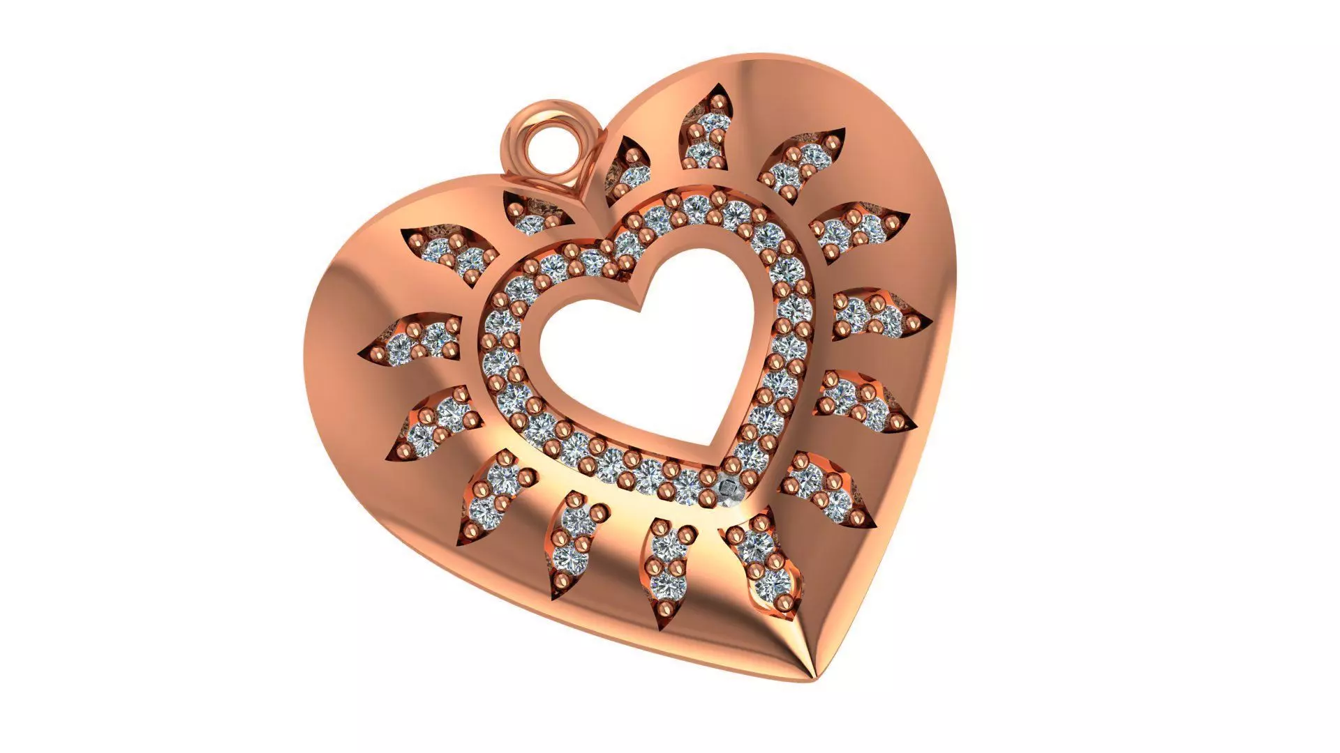 Heart Rays Pendant 3D print model_0