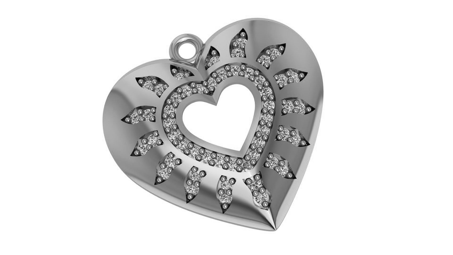Heart Rays Pendant 3D print model_2