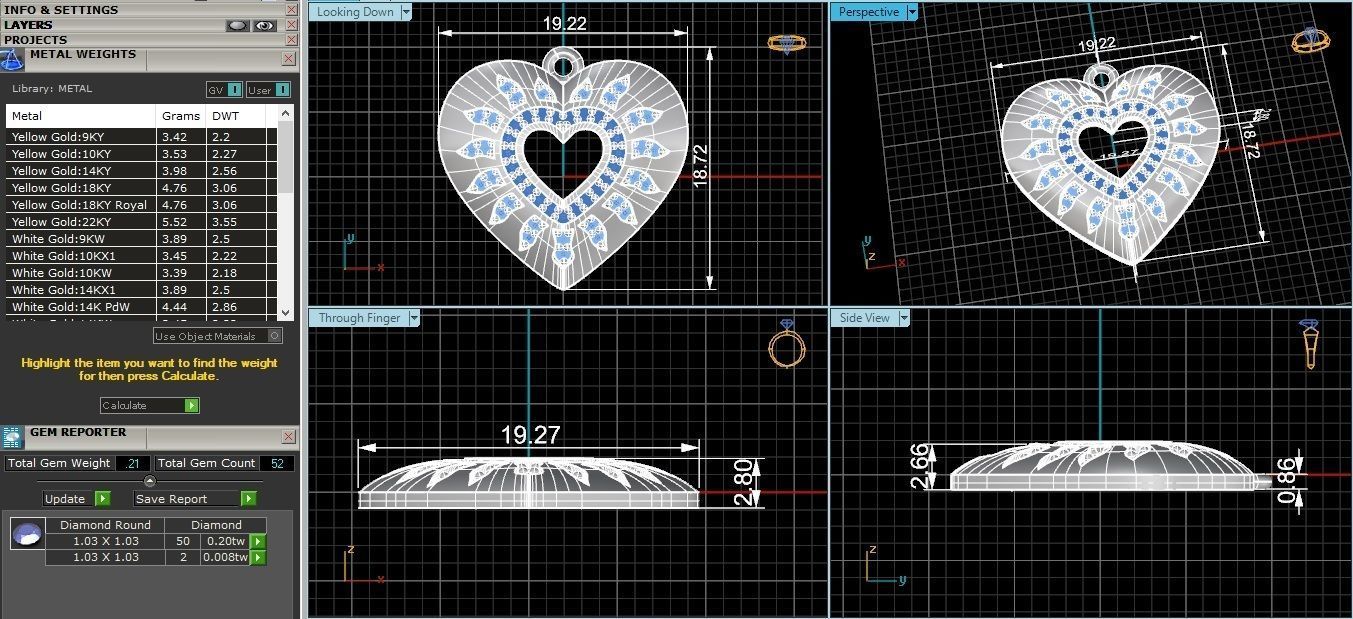 Heart Rays Pendant 3D print model_3