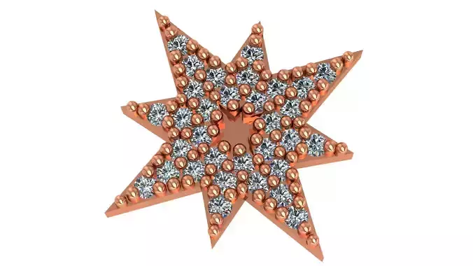 Diamond Star Charm Pendant Necklace 3D print model