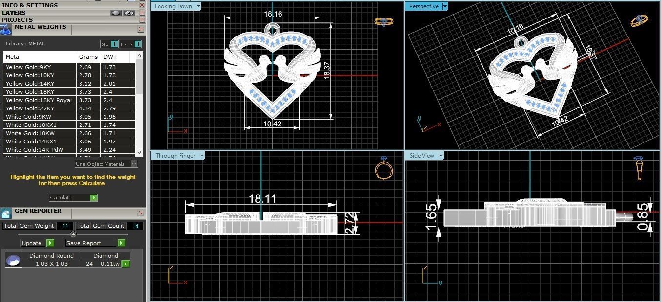 Love Birds in Heart Pendant 3D print model_3