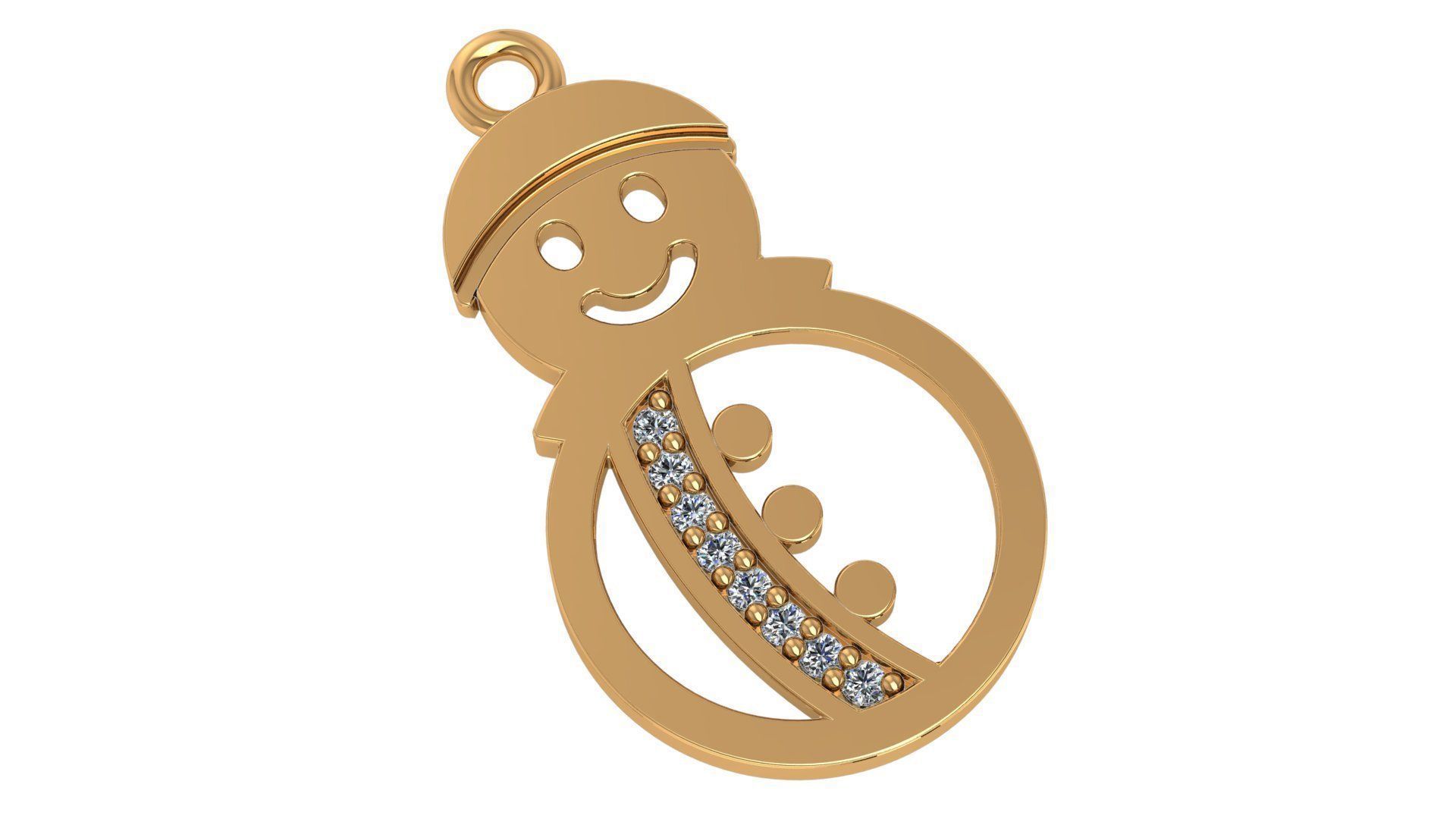 Christmas Snowman Necklace Charm Pendant 3D print model_1