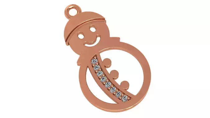 Christmas Snowman Necklace Charm Pendant 3D print model Christmas Snowman Necklace Charm Pendant 3D print model