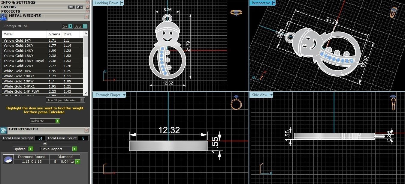 Christmas Snowman Necklace Charm Pendant 3D print model_3