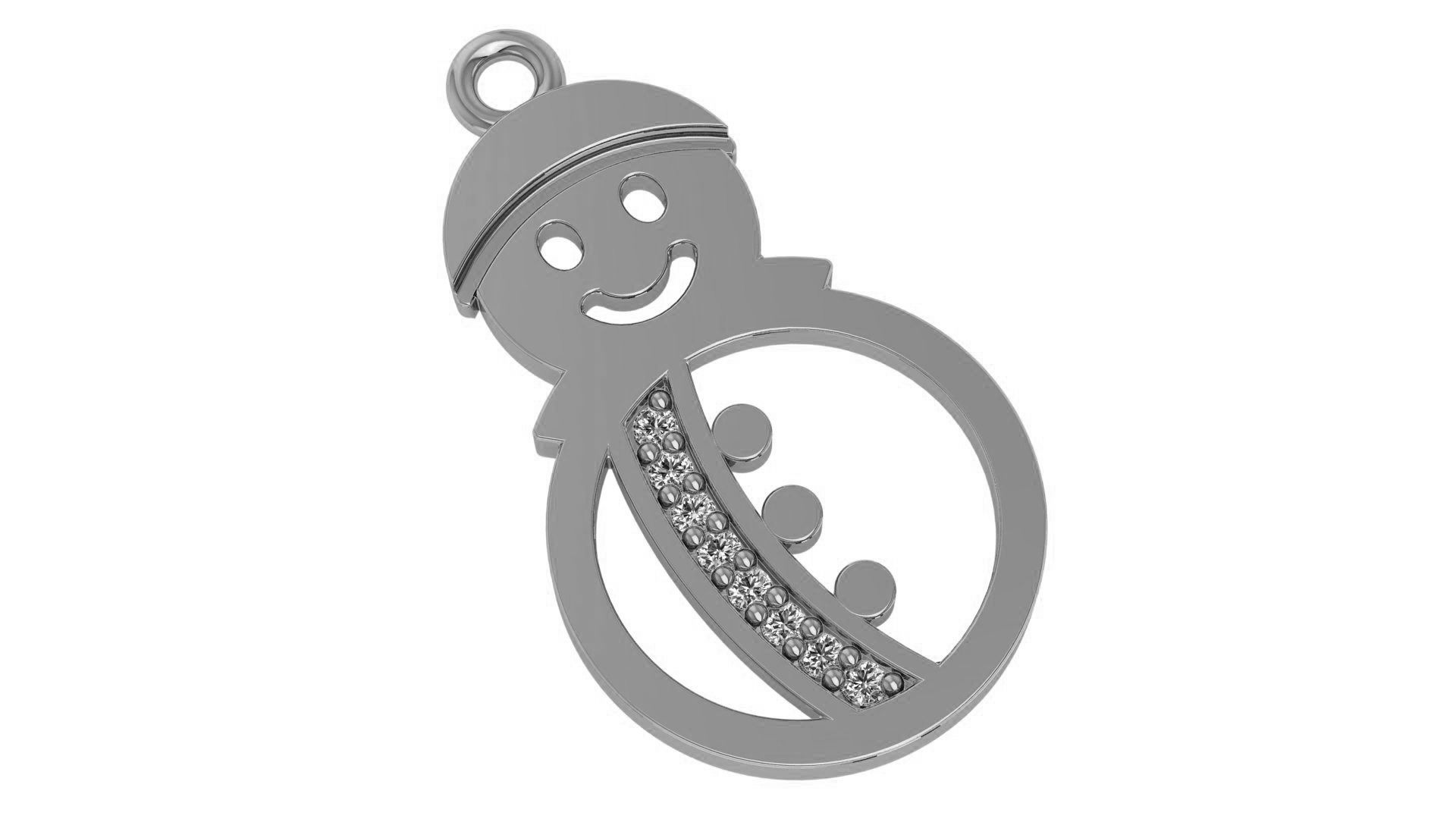 Christmas Snowman Necklace Charm Pendant 3D print model_2