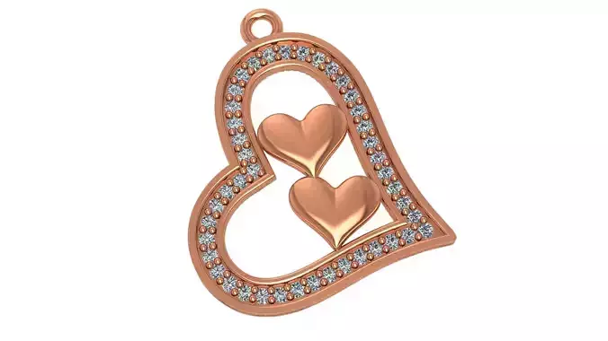 Dual Heart Pendant 3D print model