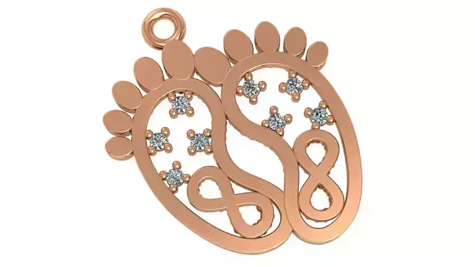 Baby Footprint Charm Necklace Pendant