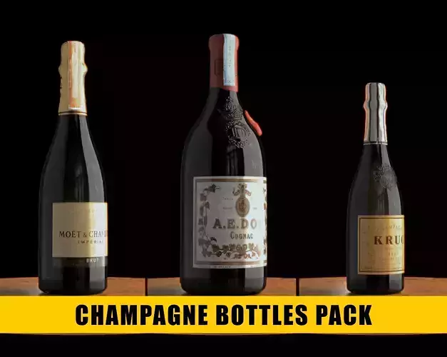 Champagne Bottles Pack - Hero Assets - Realistic 3D model