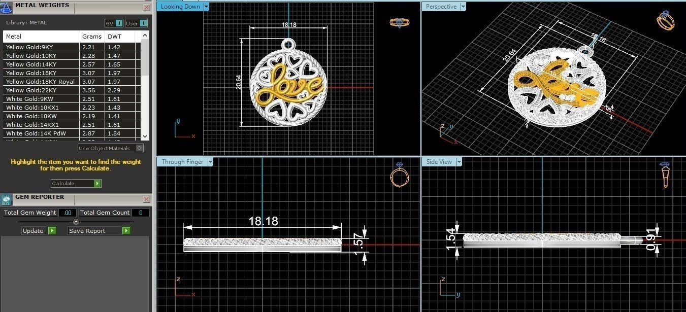 Love Heart Pendant 3D print model_3