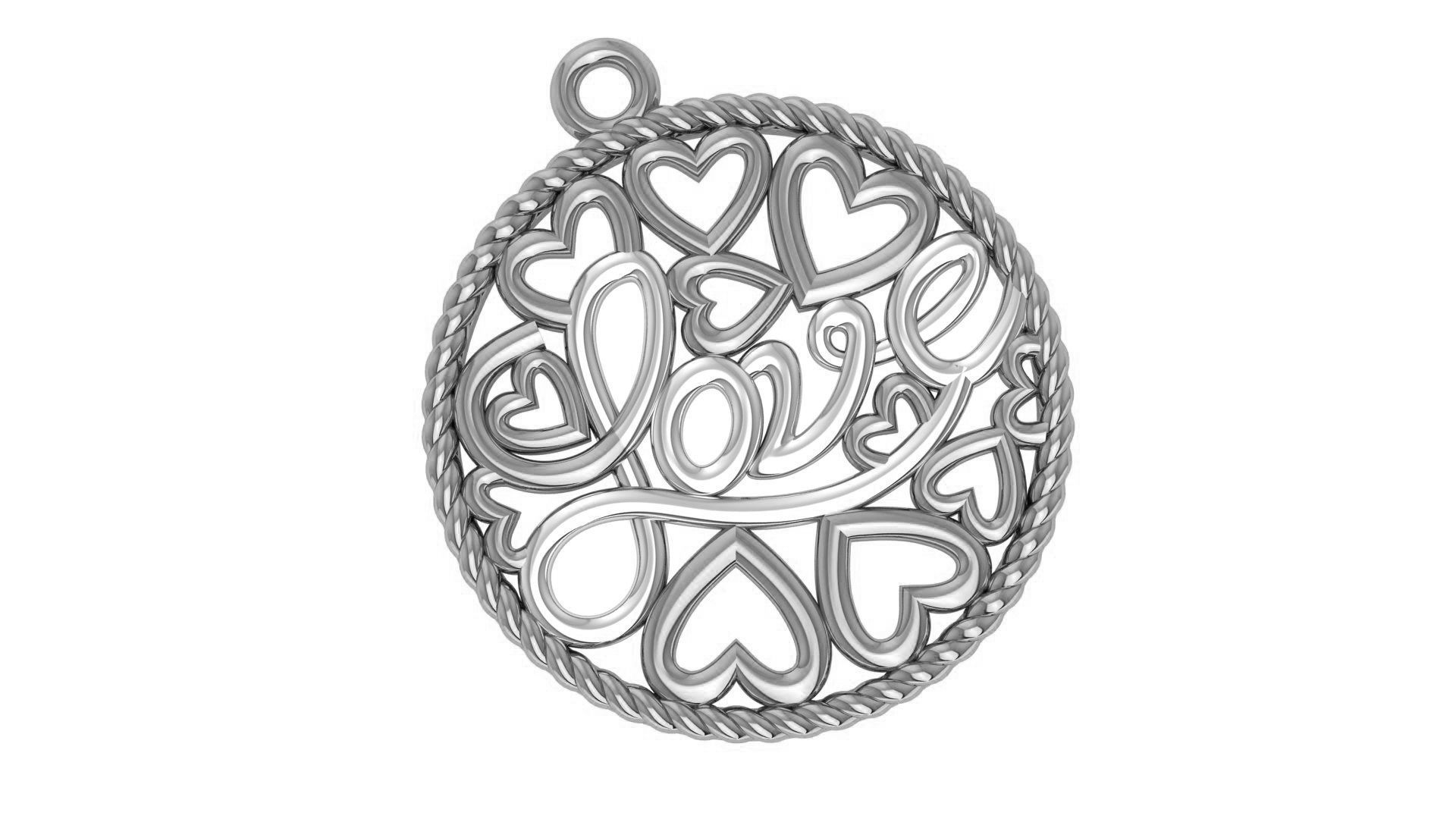 Love Heart Pendant 3D print model_2