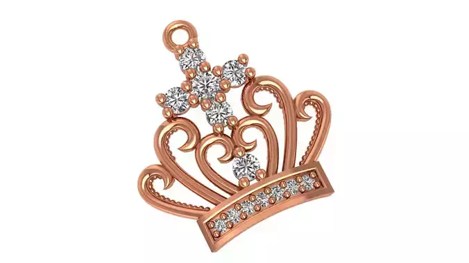 Cross Crown Necklace Charm Pendant 3D print model
