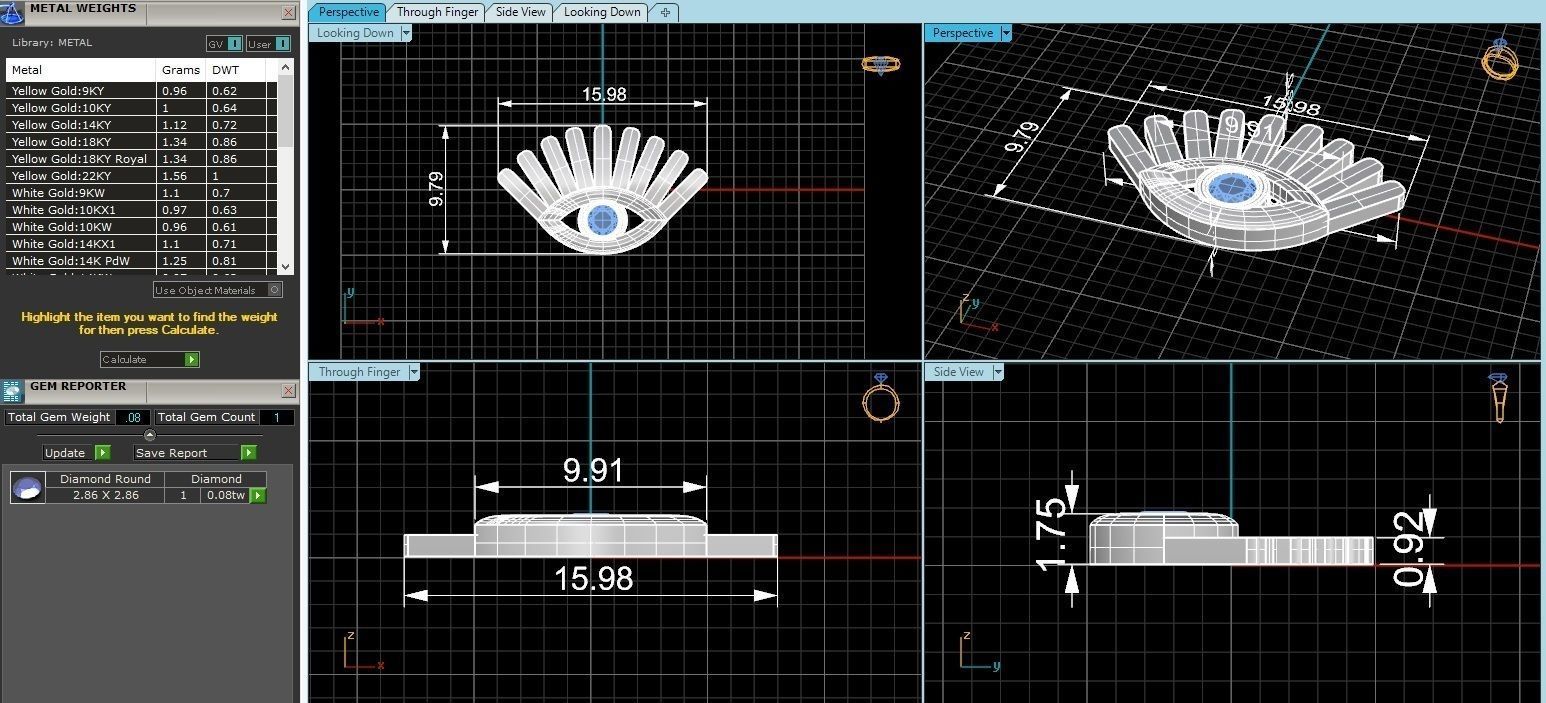 Diamond Eye Charm Pendant Necklace 3D print model_3