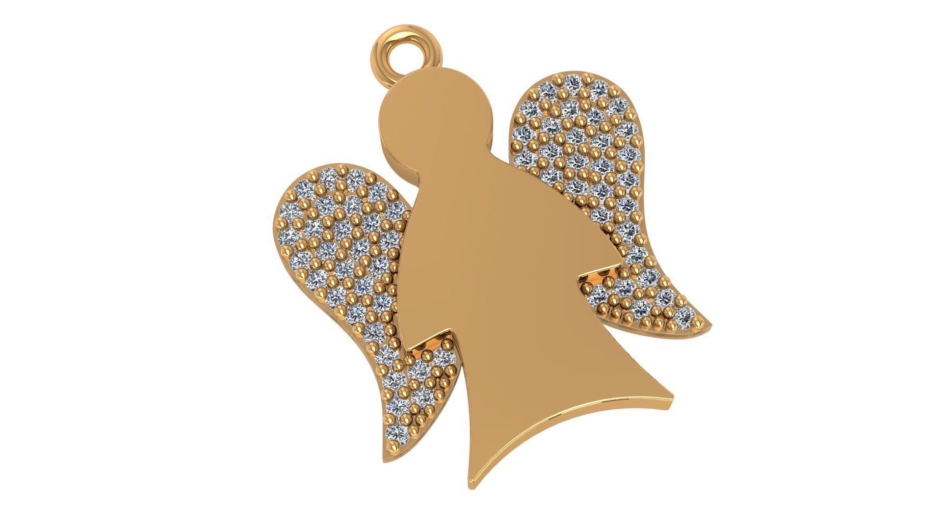 Angel with wings Necklace Charm Pendant 3D print model_1