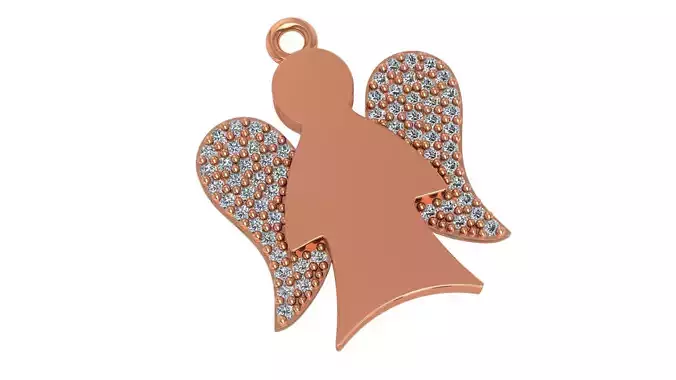 Angel with wings Necklace Charm Pendant 3D print model