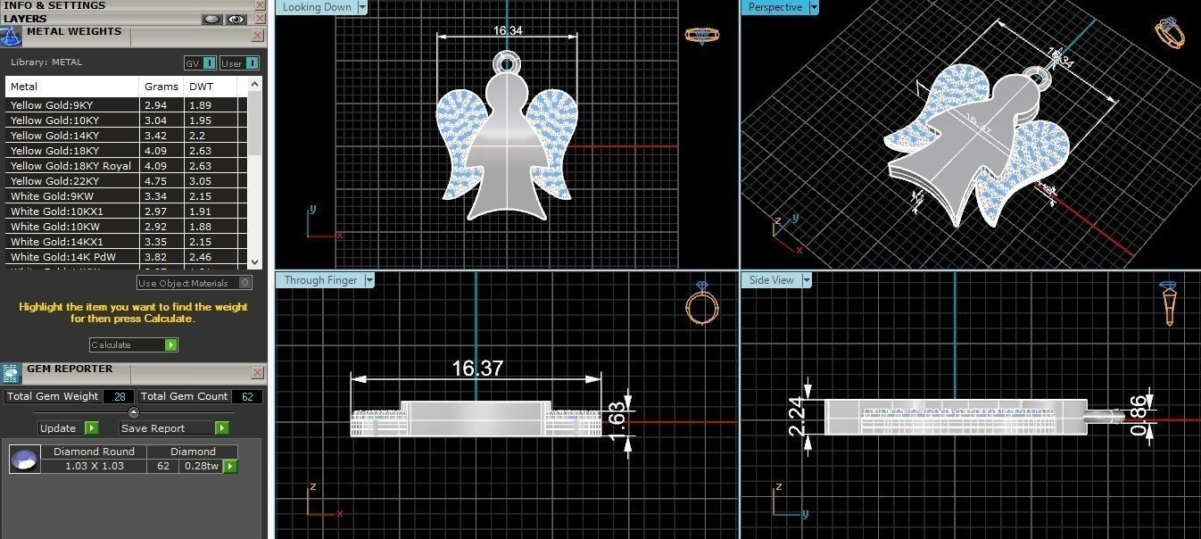 Angel with wings Necklace Charm Pendant 3D print model_3