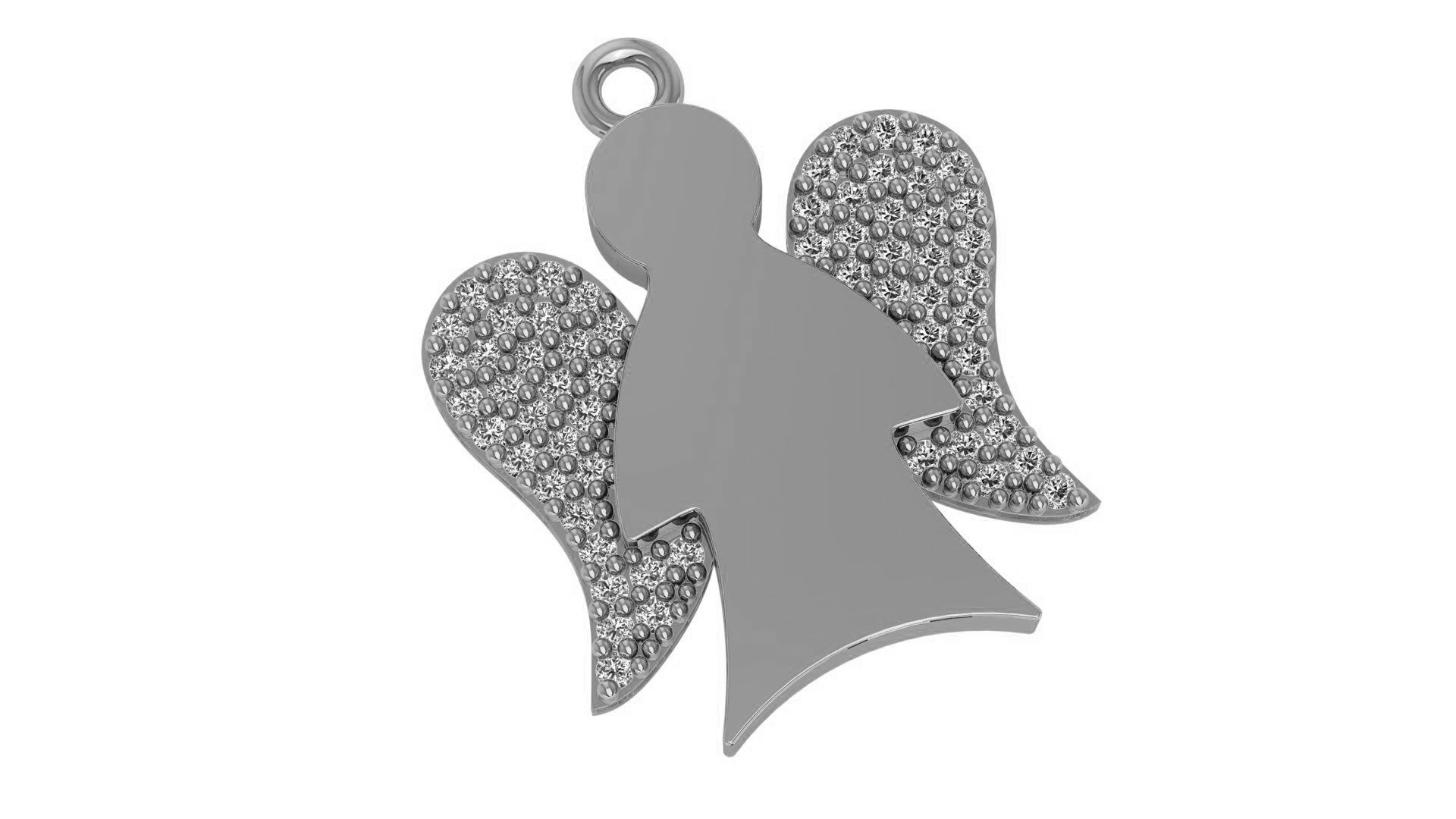 Angel with wings Necklace Charm Pendant 3D print model_2