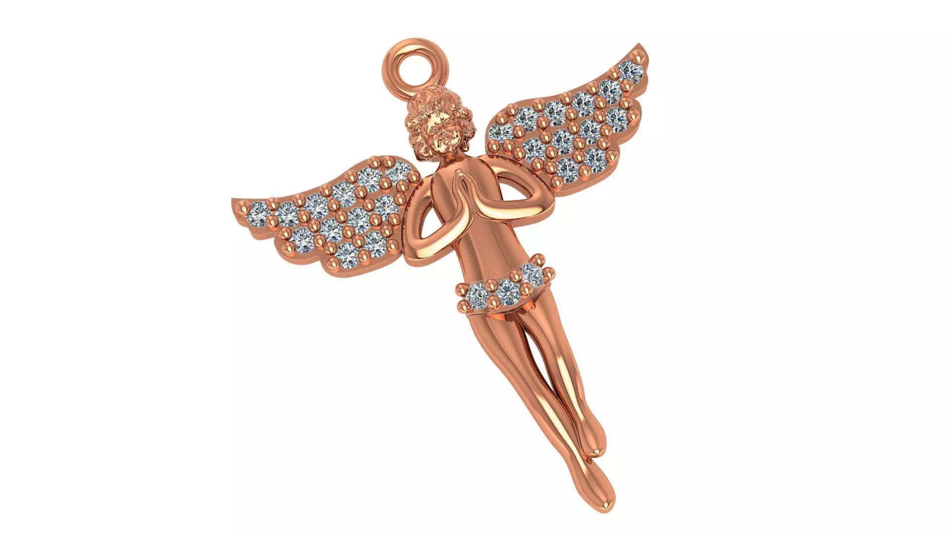 Angel with wings Necklace Charm Pendant 3D print model