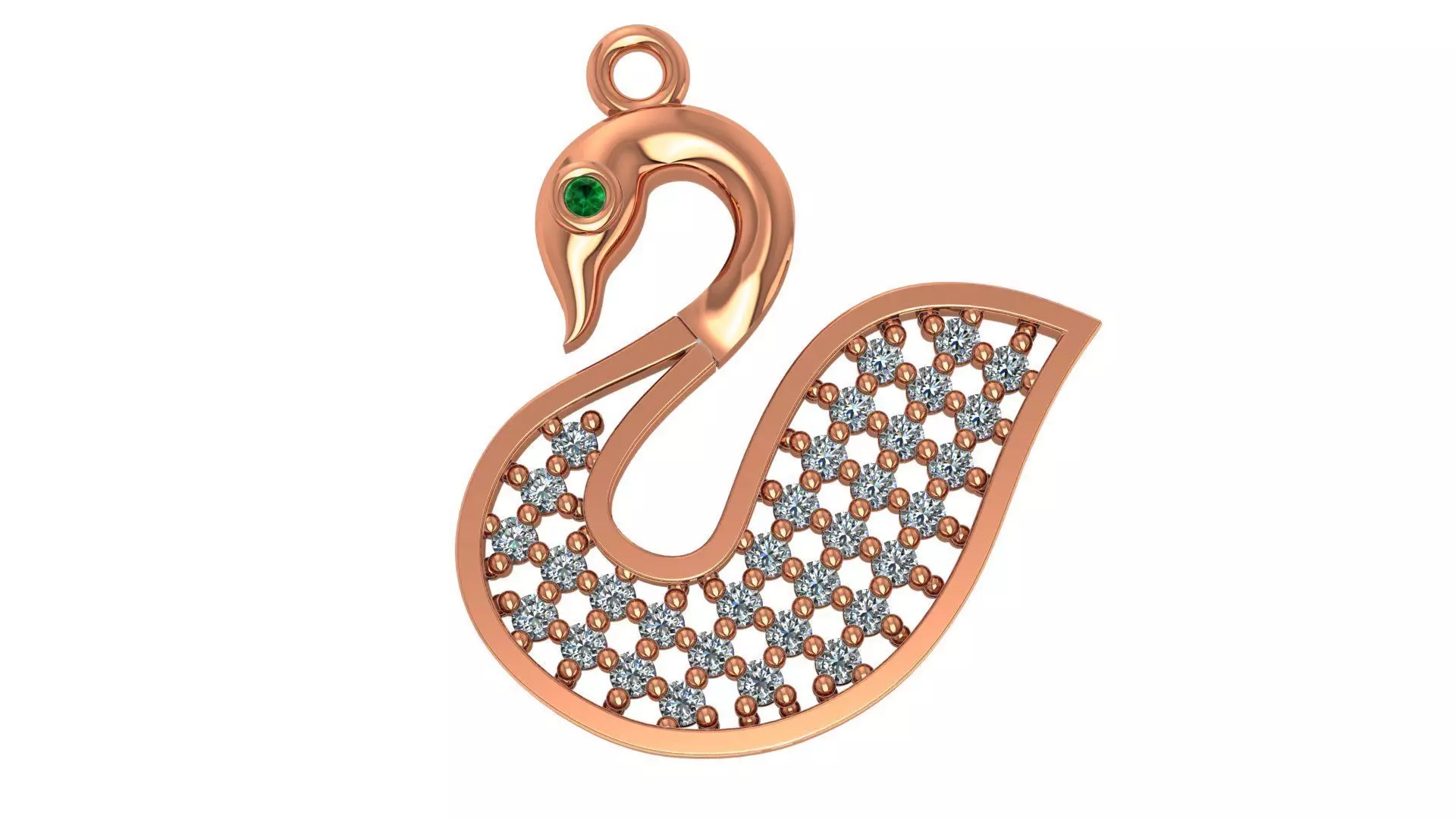 Diamond Swan Necklace Charm Pendant  3D print model_0