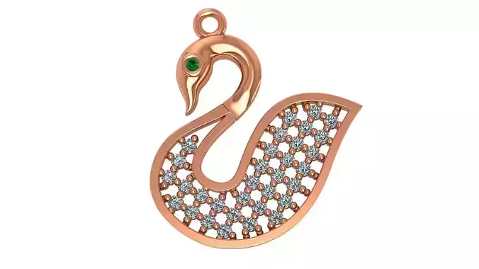 Diamond Swan Necklace Charm Pendant  3D print model