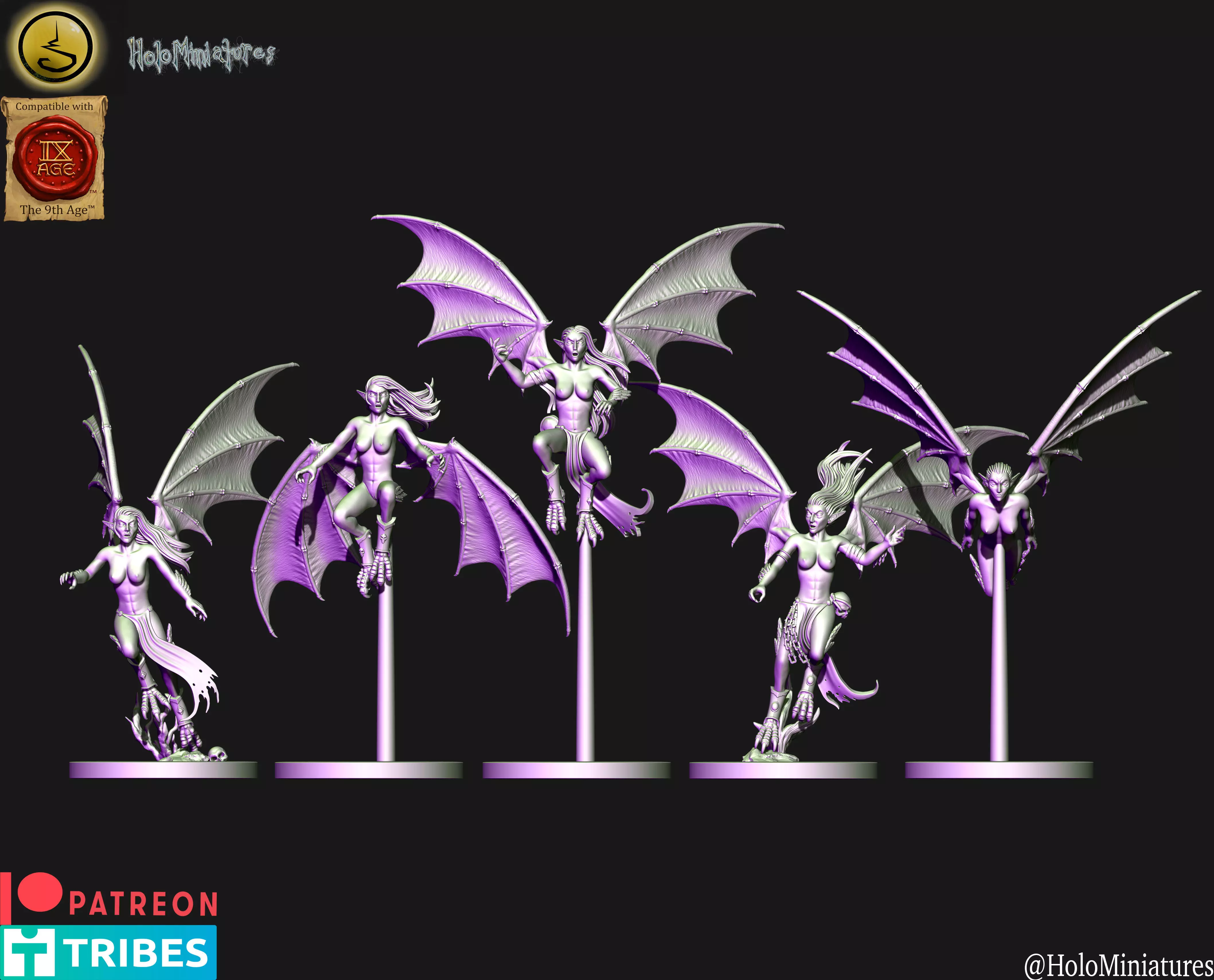 Dark elves Harpies unit 3D print model