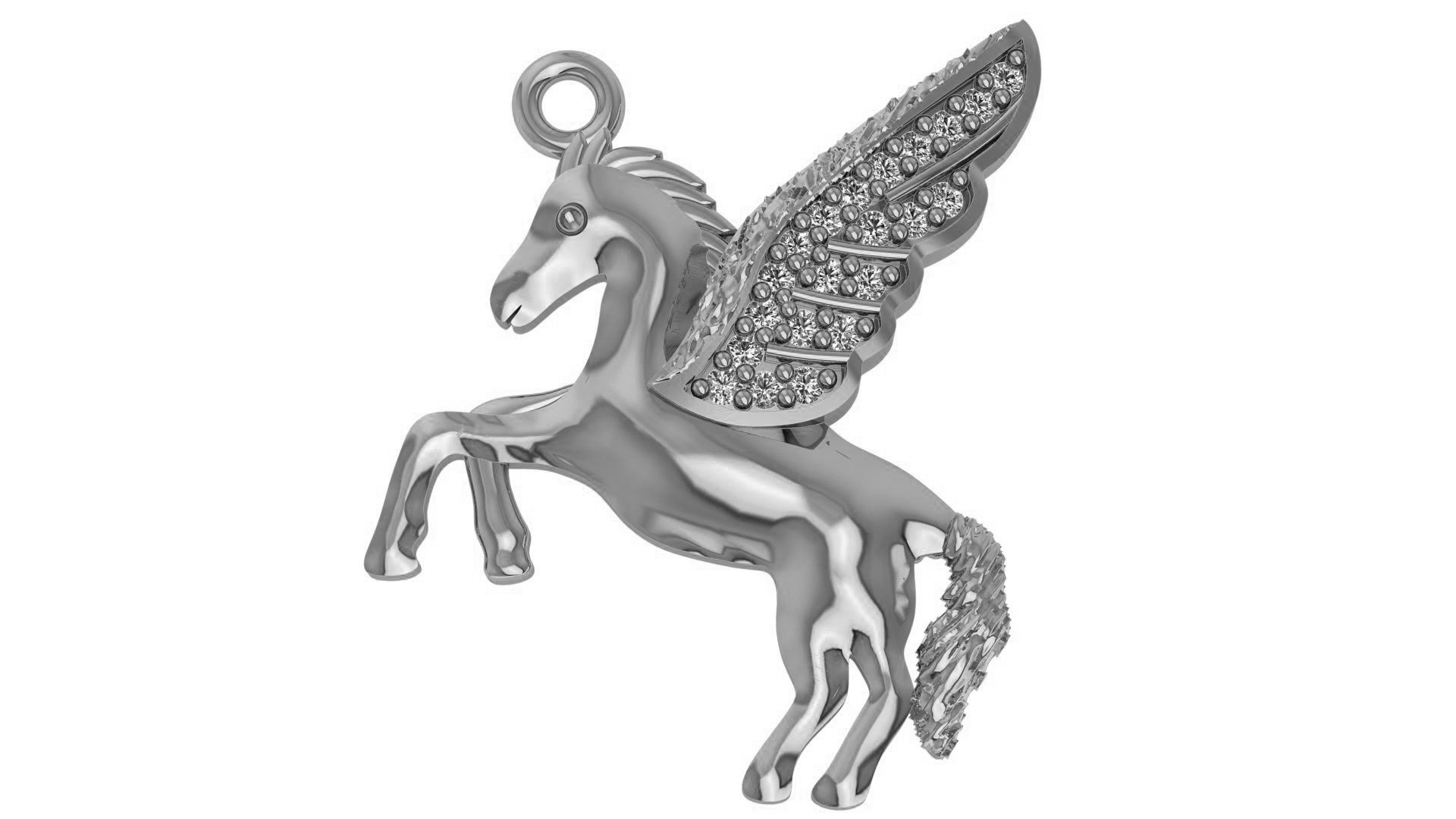 Pegasus winged horse pendant 3D print model_2