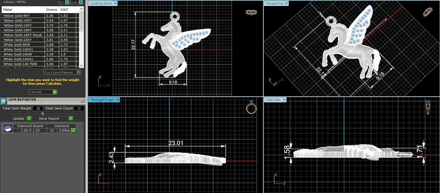 Pegasus winged horse pendant 3D print model_3