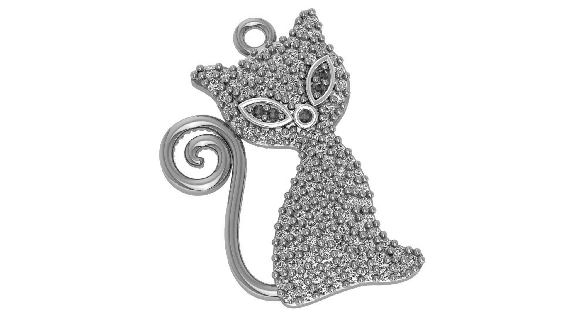 Cat Necklace Charm Pendant 3D print model_2