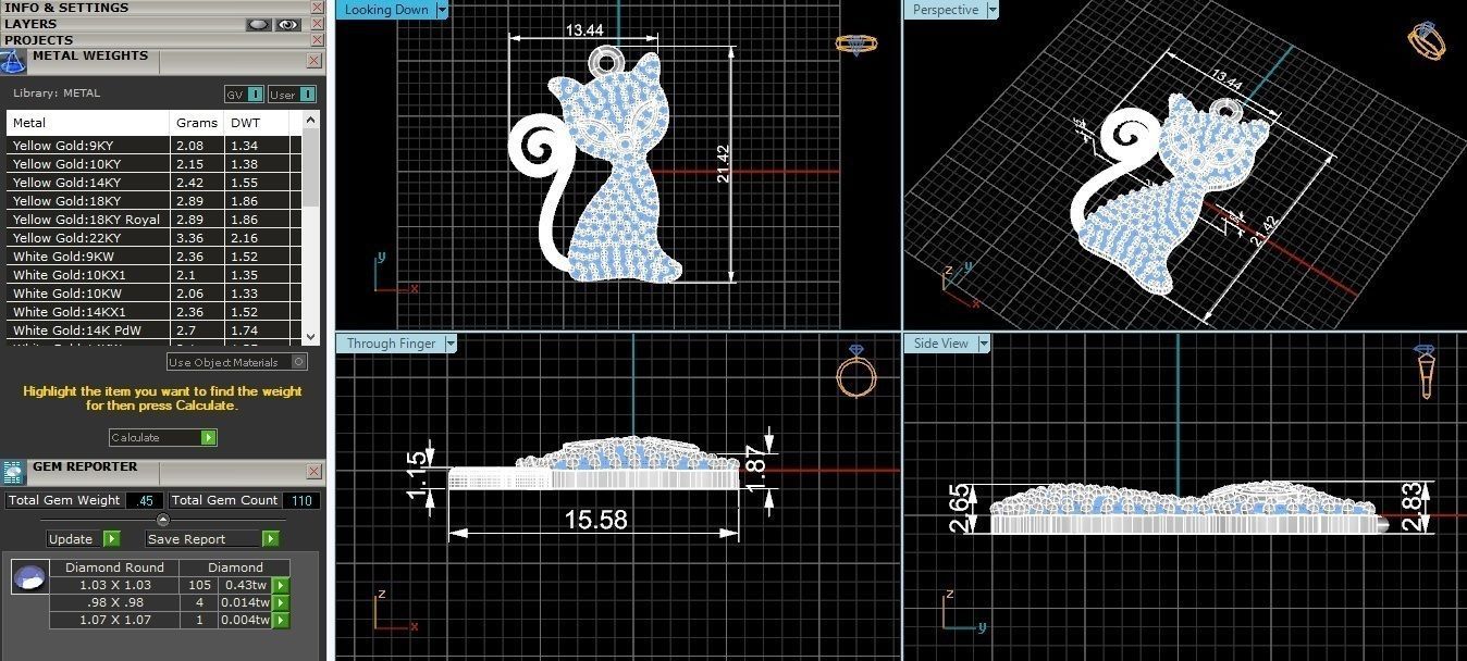 Cat Necklace Charm Pendant 3D print model_3