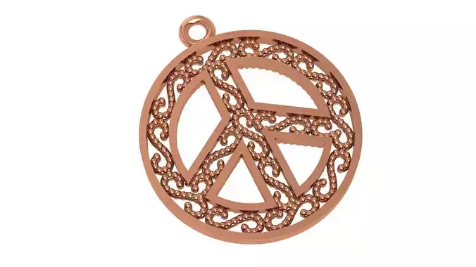 Gold Peace Necklace Charm Pendant 